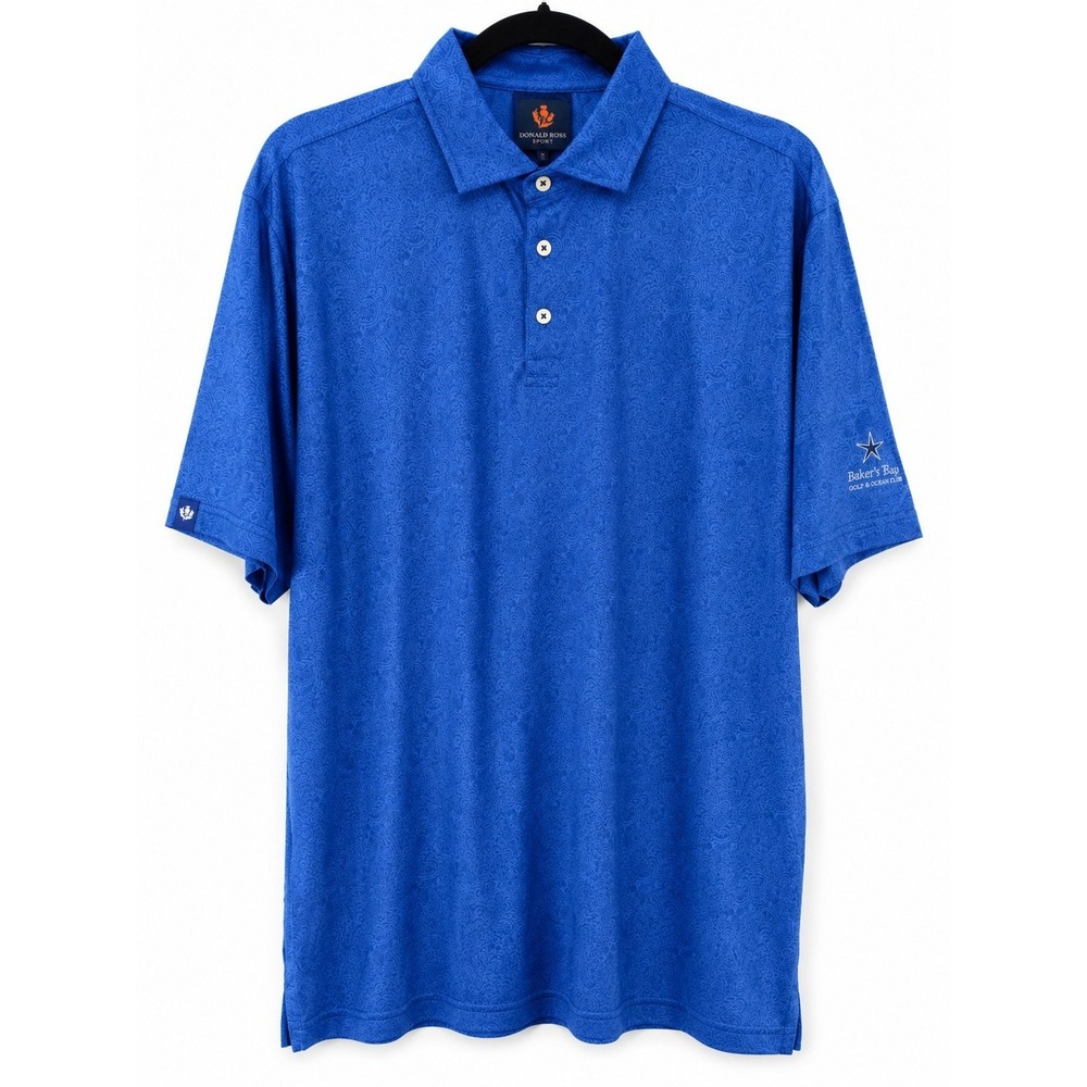 Donald Ross Mens Polo Shirt XL Blue Paisley Golf Performance Casual Stretch NWOT